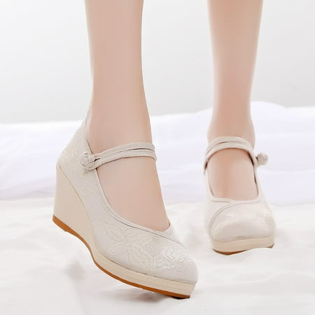 

Women s Wedges Embroidered Canvas Shoes Chinese Style Soft Bottom Casual Shoes