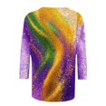 thumbnail image 5 of SOOMLON Mardi Gras Shirts Women Tuesday Shirts Carnival Themed Party 3/4 Sleeve Outfits Funny Striped Graphic Tshirts Tunic Crewneck Tops New Orleans Holiday Blouses 2025 Multicolor XL, 5 of 5