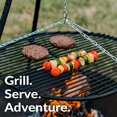 thumbnail image 3 of Sunnydaze Outdoor Camping or Backyard Steel Tripod Fire Pit Cooking Grilling BBQ Grate - 22" - Black, 3 of 14