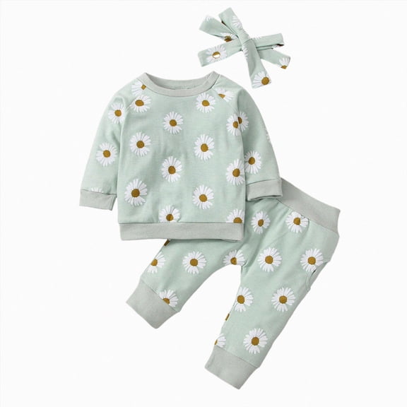 Splozh Newborn Fall Clothes Girl Newborn Infant Baby Girl Clothes Set Sweatshirts Tops Pants Toddler Girl Outfits Gifts 6 12 18 24 Months,Light Green,12-18 Months