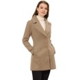 thumbnail image 1 of INSPIRE CHIC Women's Elegant Notched Lapel Button Single Breasted Winter Coat Light Brown XS, 1 of 5