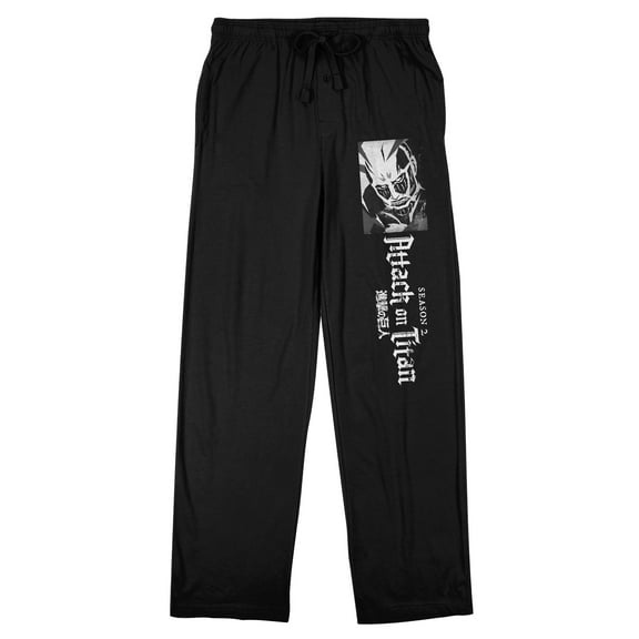 Attack On Titan Season 2 Titan And Logo Men's Black Sleep Pajama Pants-XL