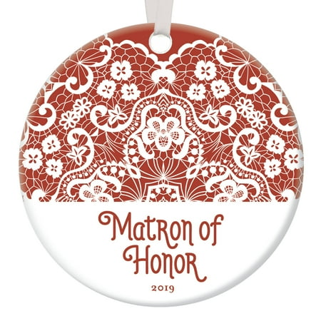 Best Christmas Present For Your Girlfriend Matron of Honor Proposal Ornament Christmas 2019 Keepsake Bride Asking Married Sister Best Girlfriend Wedding Party Present Bridal Shower Favors Victorian Floral Lace 3