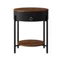 thumbnail image 5 of ASYA Black Metal End Table with Drawer, 2-Tier Wooden Nightstand, Round Side Table for Living Room Bedroom, 23.6'' H, 5 of 9