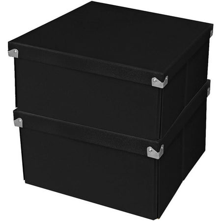 - Samsill Pop 'n' Store Medium Square Box, Black, 2pk