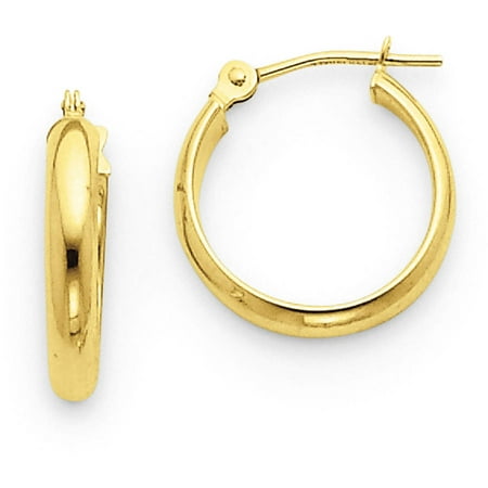 14kt Yellow Gold Round Tube Hoop Earrings