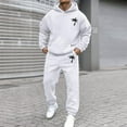 thumbnail image 4 of Men's Suits Product Title for Men Casual Solid Two Piece Hooded Sports Set with Raglan Sleeve Drawstring Pant Set, 4 of 5
