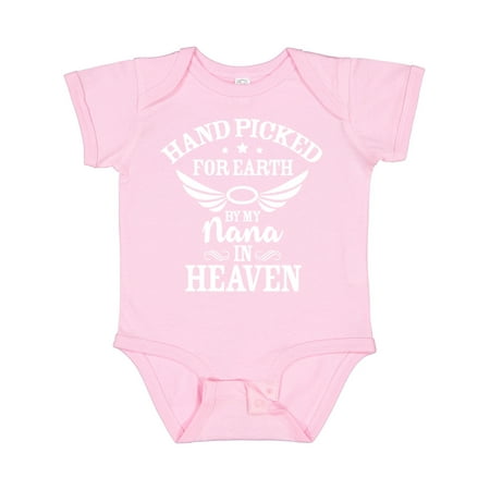 

Inktastic Handpicked for Earth by My Nana in Heaven with Angel Wings Gift Baby Boy or Baby Girl Bodysuit