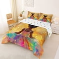 thumbnail image 2 of Castle Fairy Kawaii Black Girl Queen Comforter Set 3 Pieces,Watercolor Graffiti Print Comforter Sets Queen,Green Pink Gold,1 Comforter and 2 Pillowcases, 2 of 6