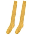 thumbnail image 2 of harmtty Winter socks 1 Pair Japanese Style Thickened Coral Fleece Solid Color Thigh Stockings Autumn Winter Women Warm Over Knee Socks Yellow, 2 of 8