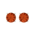 thumbnail image 3 of 4 Ct Round Cut Studs Red Crystal 18K White Solid Gold Everyday Dainty Earrings Push Back, 3 of 7