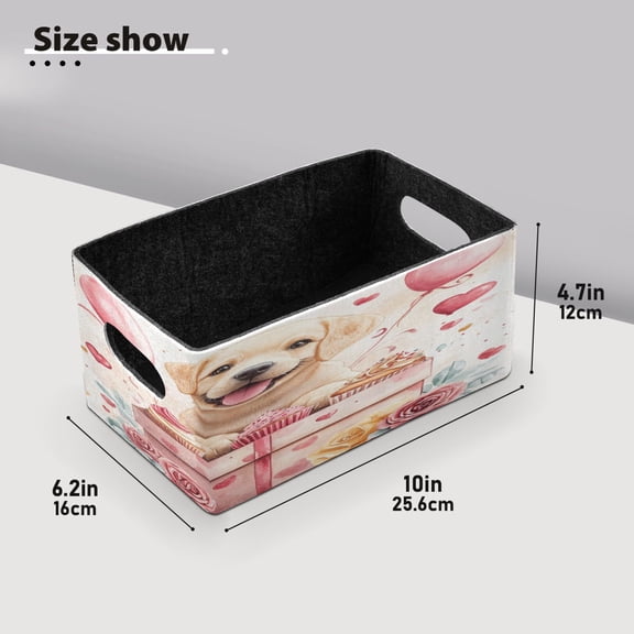 BZSMCE Shelf Baskets Lovely Labrador Pattern Storage Cube Bins 10.1*6.3*4.7in Set of 2