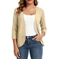thumbnail image 6 of Women's Casual 3/4 Sleeve Lightweight Cardigan Open Front Summer Cardigans Trendy Shrug Coverups Beige S(S), 6 of 9
