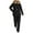 Black, variant on Womens Winter Ski Suit, Two Piece Outdoor Warm Quilted Windproof Snowsuit Fuzzy Hooded Jackets with High Waisted Snowpants Gray M