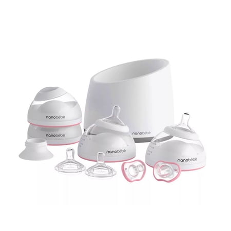 nanobebe Baby Bottle Starter Set with Warmer & Pacifier - Pink - 19ct