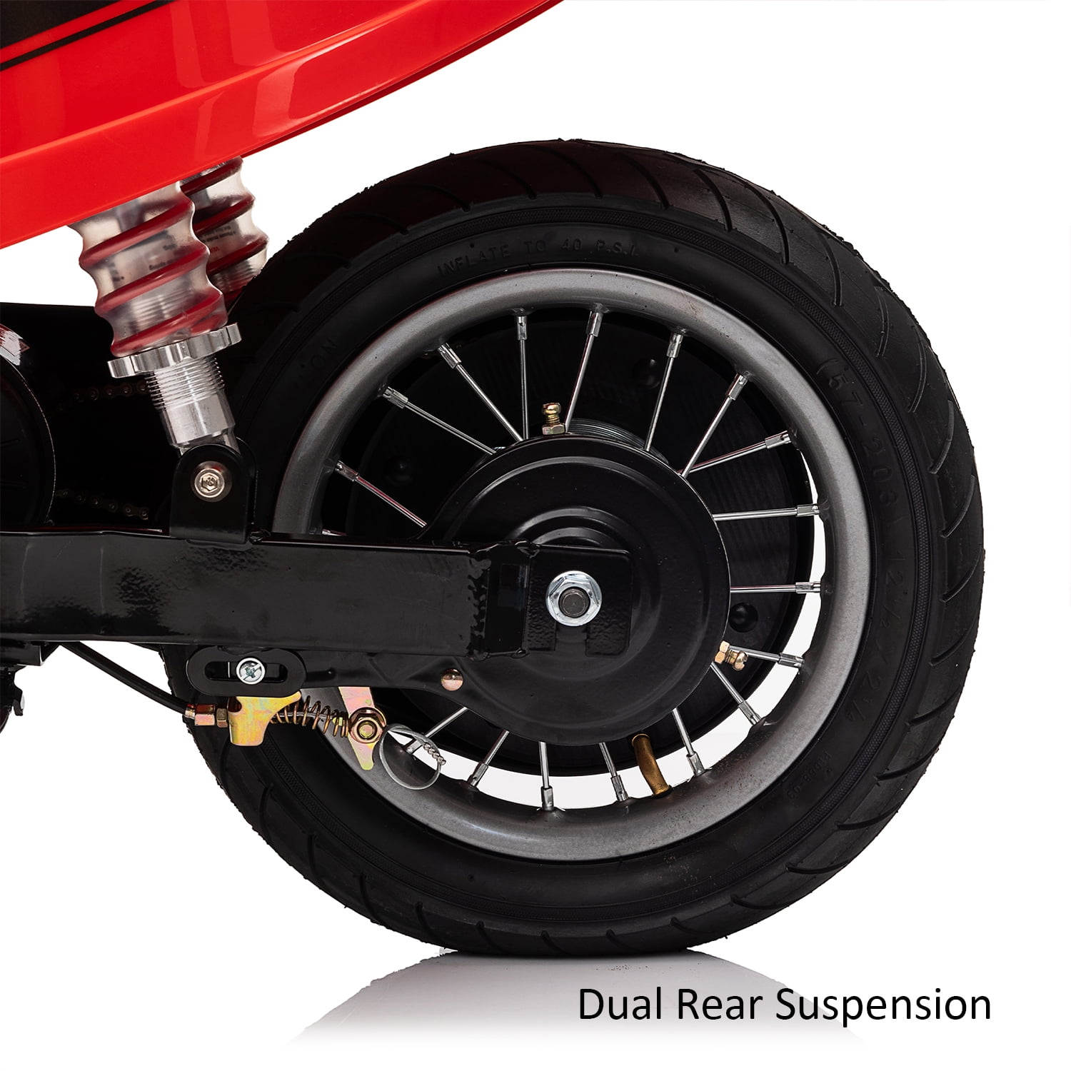 Track Seven 24V Ride on Motorcycle 250W Electric Motorcycle,  Max Speed 10 Mph, Twist-Grip Throttle,  2 Speeds, MP3 Player, Bluetooth, Ride on Toy Car for Boys Girls Age 8+, Red