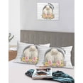 thumbnail image 4 of Easter Bunny King Pillow Cases Set of 2 - Microfiber Bed Throw Pillow Covers, 3D Optical Illusion Farmhouse Flower Wood Grain Decorative Lumbar Pillow Cover with Envelope Closure for Sofa 20"x36", 4 of 6