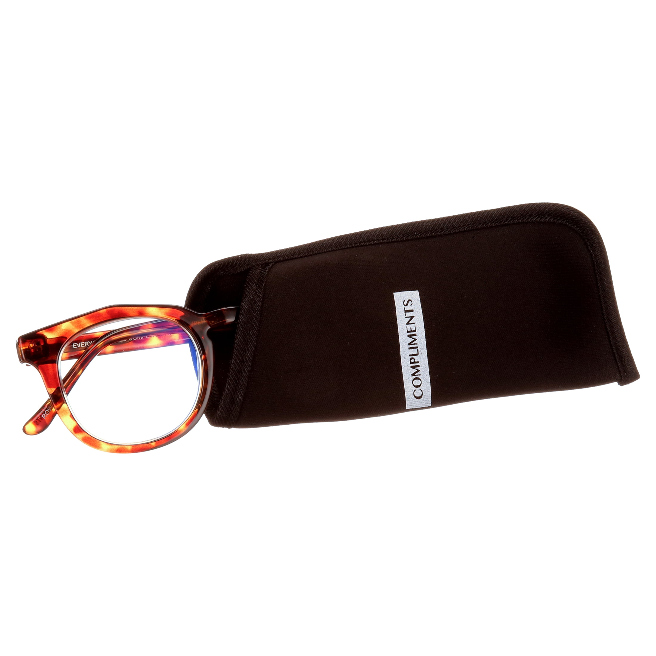 Compliments by DIFF Eyewear Rowan Blue Light Reading Glasses for Men and Women Amber Tortoise +1.75