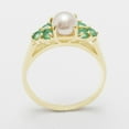 thumbnail image 2 of LBG British Made 9k Yellow Gold Cultured Pearl & Emerald Womens Cluster Ring - 33 size options - Size 8.5, 2 of 6