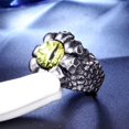 thumbnail image 2 of PAMTIER Men's Stainless Steel Vintage Gothic Punk Ghost Skull Head Evil Eye Biker Ring with Light Yellow Gemstone Demon Hell Skeleton Silver Size 7, 2 of 4