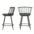 thumbnail image 3 of Weston Home Castor Round Swivel Low Back Windsor Counter Stools, Black (Set of 2), 3 of 7