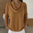 thumbnail image 2 of NMMUED Cowl Neck Sweater Womens Pullover Sweaters Womens Tops Casual Knit Sweater for Women Sweater Tops for Women Knits Clothing Knit Top Brown XXL, 2 of 5