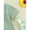 thumbnail image 6 of Bagilaanoe 2Pcs Toddler Baby Girls Overalls Dress Set Ribbed Short Sleeve Tops + Daisy Suspender Skirt 18M 24M 3T 4T 5T 6T Kids Casual Clothes, 6 of 9
