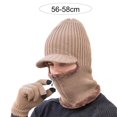 thumbnail image 2 of Viworld Unisex Winter Hats Scarf Glove Set Warm Knitted Neck Warmer Fleece Winter Hat with Scarf Glove for Outdoor, Khaki, 2 of 6