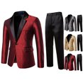 thumbnail image 1 of RKSTN Tuxedo Suits for Men 2PC Lapel Single Breasted Button Printed Dress Suit Sets Men's Turndown Regular Fits Floral Print Blazers and Pant 2 Piece Set Wedding Business Performance Prom Dress Set, 1 of 10