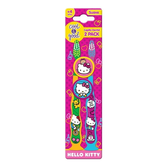 Cepillo dental Cool & Good Hello Kitty suave 2 pzas con protectores