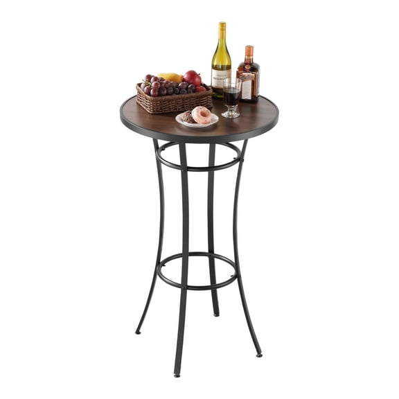 Round Bar Table 23.7", Counter Height Bistro Table, Patio Dining Table, Indoor Pub Table for Small Spaces, Metal Frame, Easy Clean Top
