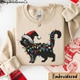 thumbnail image 2 of Embroidered Black Cat Light Christmas Sweatshirt, Cat Christmas Hoodie, Christmas Cat Sweatshirt, Kitten Christmas, Cat Lover Gift, Cat Mom, 2 of 5