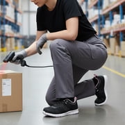 SPIEZ Womens Lightweight Composite Toe Safety Shoes, Slip Resistant Puncture Proof Work Shoes, Breathable Safety Toe Sneakers for Work and Daily Wear - Black Size 9