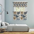 thumbnail image 5 of Navy Blue Brown Botanical Kitchen Curtains Sets for Windows 24 Inch Length, Tropical Palm Leaves Retro Rod Pocket Window Treatments Tier Curtains and Valances Set for Bedroom/Bathroom, 5 of 8