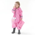 thumbnail image 4 of Zanarzt Kids Rain Outfit Toddler Raincoat Kids Boys Girls One Piece Hoodie Windproof Coverall Baby Rain Jackets Pink,M, 4 of 7
