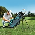 thumbnail image 6 of XDriveMax Left Handed 8-Pieces Complete Golf Club Set for Women Includes Stand Bag with Rain hood , Fairway Wood Head Covers, Hybrid, Irons and Putter, Light Blue - Left Handed, 6 of 7