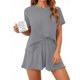thumbnail image 3 of UVN Conjuntos de Pijama de Verano para Mujer, Conjunto de Ropa de Dormir de Manga Corta, Atuendos Casuales de 2 Piezas para Mujer, Conjuntos para Estar en Casa, 3 of 10