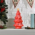 thumbnail image 4 of Ceramic Christmas Tree Ornament Small Mini House Desktop Decor for Home Shelf Mantel Holiday Decoration Festive Gift（Red-A), 4 of 6