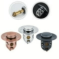 thumbnail image 4 of Bathroom Sink Drain Stopper Push-Type Spring Core with Filter,Copper and ABS Construction,Gold Silver Gray Basin Drain Plug for Hair Clog Prevention, 4 of 7