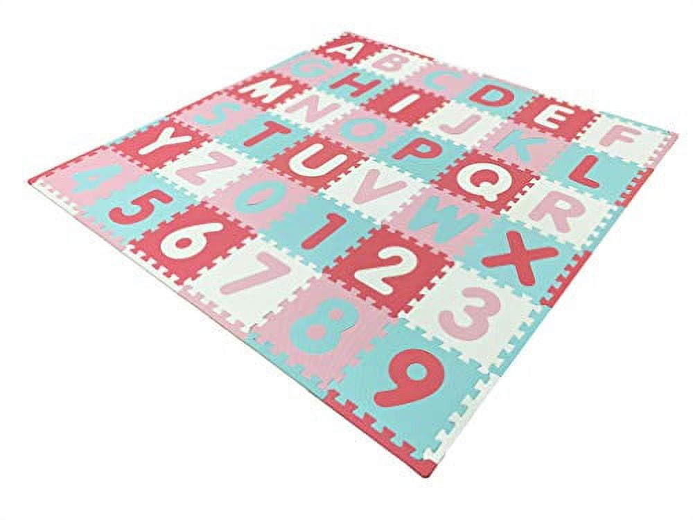 Tadpoles Super-Soft EVA Foam 36 Piece ABC Playmat, Pink & Aqua