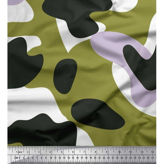 Soimoi Cotton Voile Fabric Two Tone With White Camouflage Printed Fabric 1 Yard 56 Inch Wide
