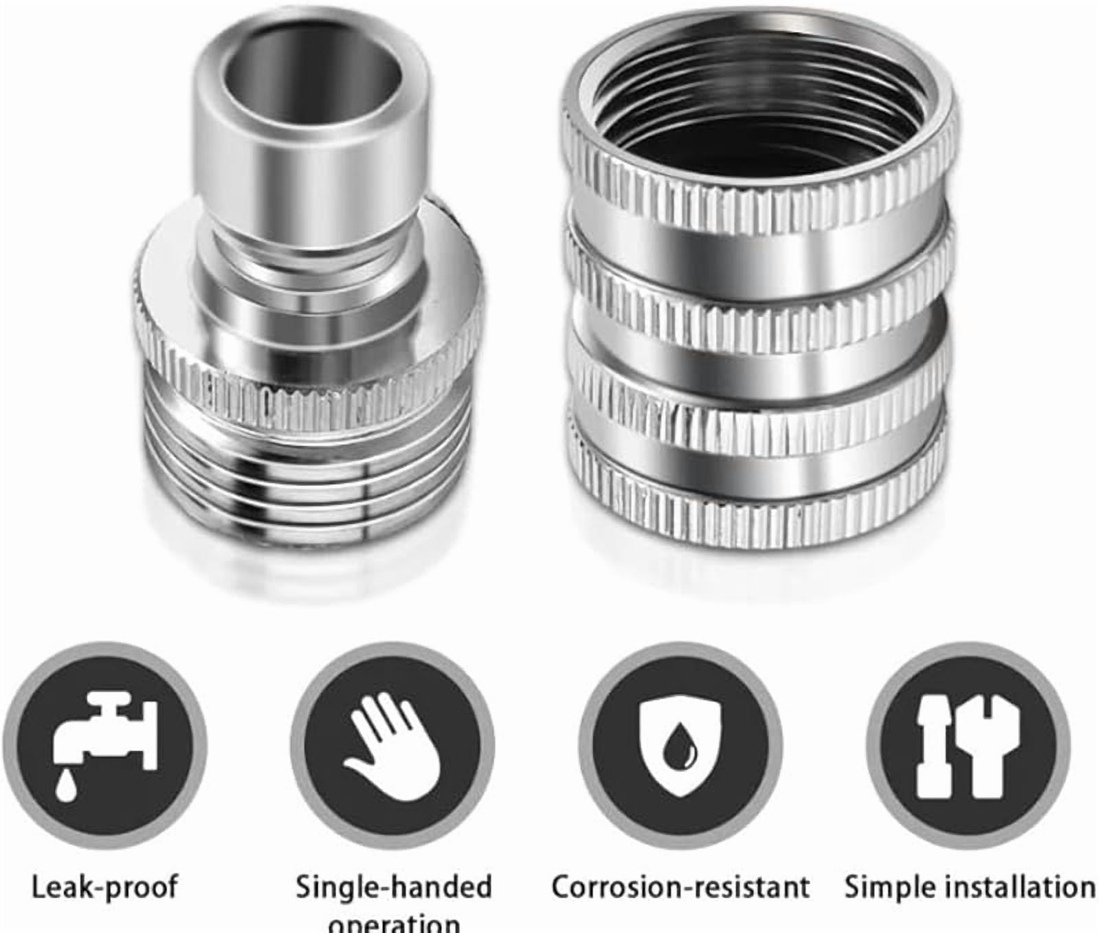 Stainless Steel Garden Hose Quick Connect Fittings Set，Universal Fit 3/4 Inch Stainless Steel Water Hose Quick Connector ，Ideal For Gardens, Farms, Duty Irrigation (2PCS)