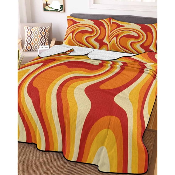 Orange Yellow King Size Down Alternative Comforter, Lightweight Comforter Quilt Bedding Set with Pillow Shams Modern Ombre Abstract Aesthetic Art All Seasons Bed Comforter Duvet Insert 96"x106"