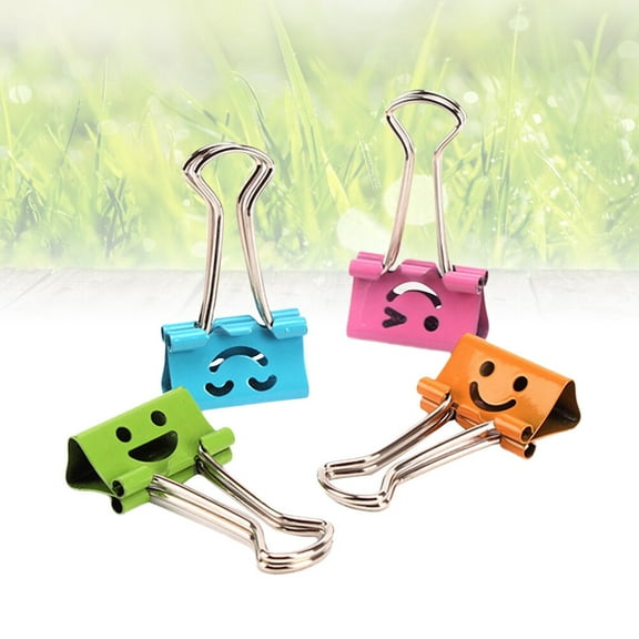 MLINS 80pcs Assorted Color Metal Binder Clips for Paper Organizing with Smile Face Design 1.5 Inch