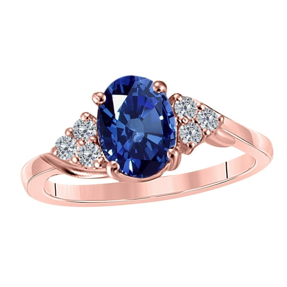 AoneJewelry 1.50 Ct. 10k Rose, White & Yellow Gold Sapphire and Diamond Ring