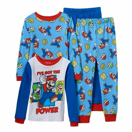 

Super Mario 4 PC Long Sleeve Tight Fit Cotton Pajama Set Boy Size 6