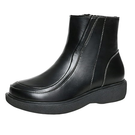 

Larisalt Ankle Boots For Women Women s Zipper Bootie Chunky Stacked Heel Ankle Boots Buckle Strap Ankle Black
