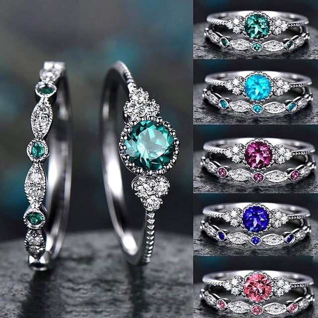 XZNGL Couple Rings Diamond Ring Ladies' New Couple Zircon Ring, Micro Diamond And Ring 1Pc Has Two Rings, Which Can Be Worn in Combination
