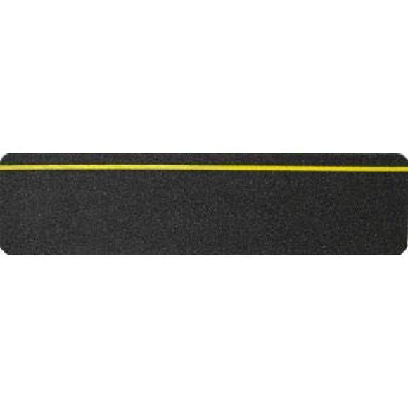 Safe Way Traction 6" X 24" Black Anti Slip Stair Tread Non Skid (60-Grit) Safety Tape with Yellow Reflective Stripe 10 Treads Per Pack