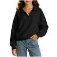 thumbnail image 2 of Afuyipoi Girls Half Zip Collar Sweatshirt Long Sleeve Loose Drop Shoulder Casual Pullover Top Size 5-16 Years Black Size 5, 2 of 9